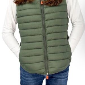 Save the Duck Green Lightweight Puffer Vest Size 1